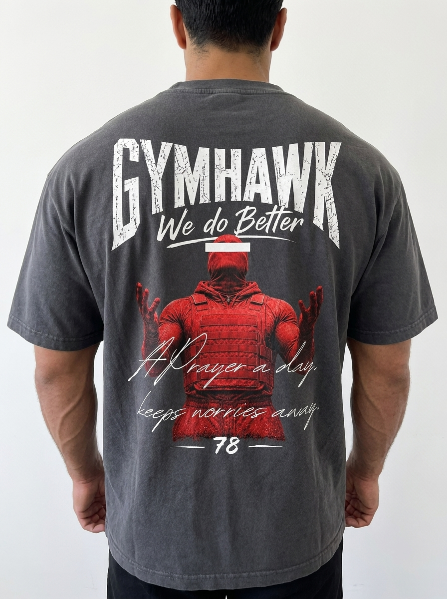 Men Oversized Shirt | Gymhawk. A Prayer a day, keeps worries away.
