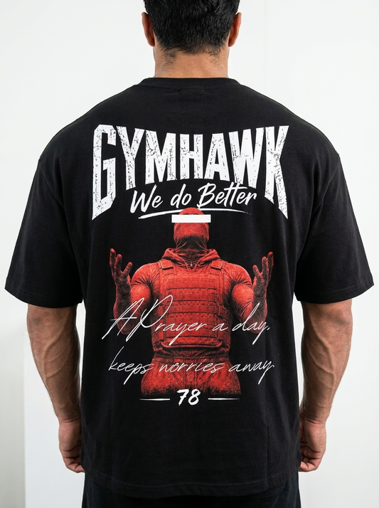 Men Oversized Shirt | Gymhawk. A Prayer a day, keeps worries away.