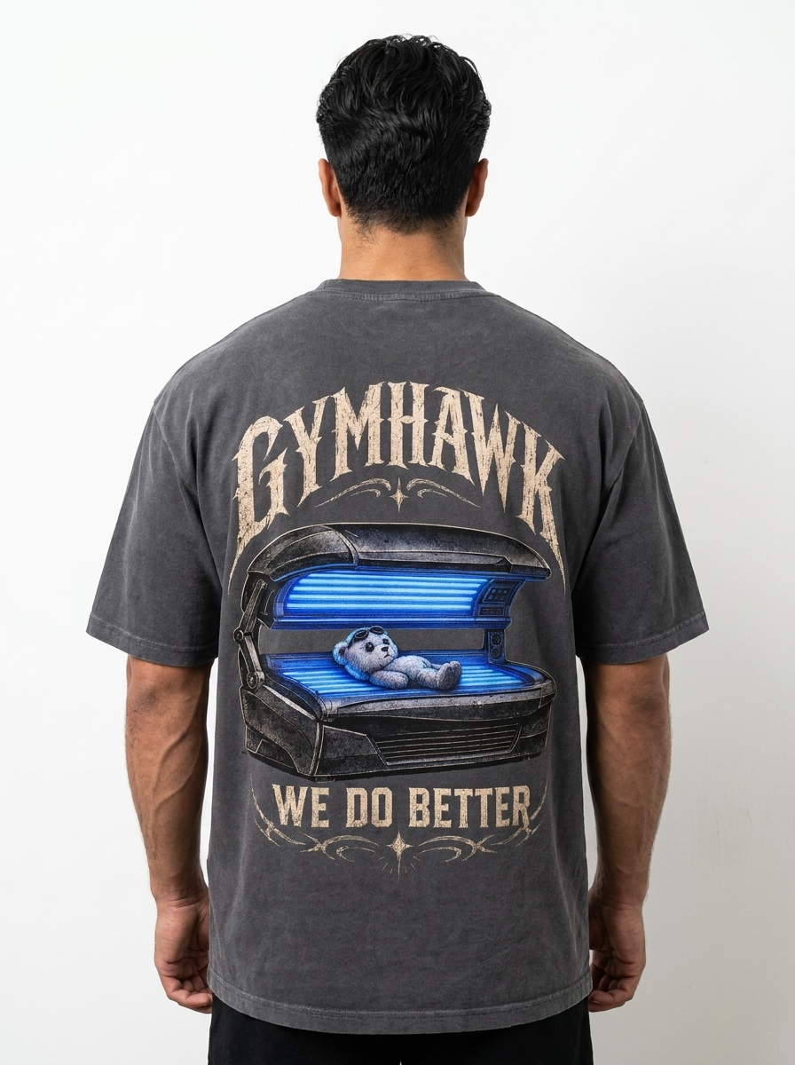 Men Oversized Shirt | Gymhawk. Teddy. Sunbathing.