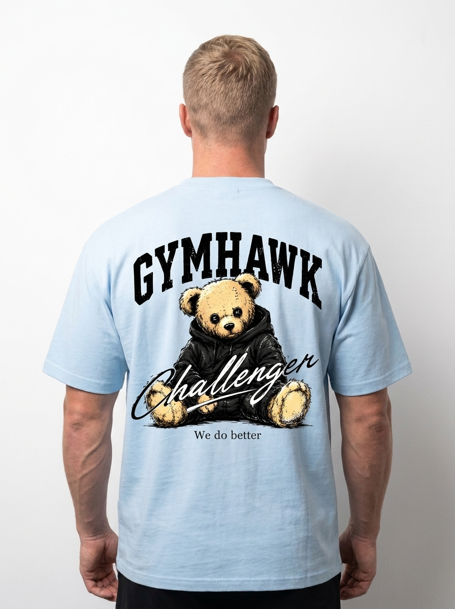 Men Oversized Shirt | Gymhawk. Teddy. Challenger.