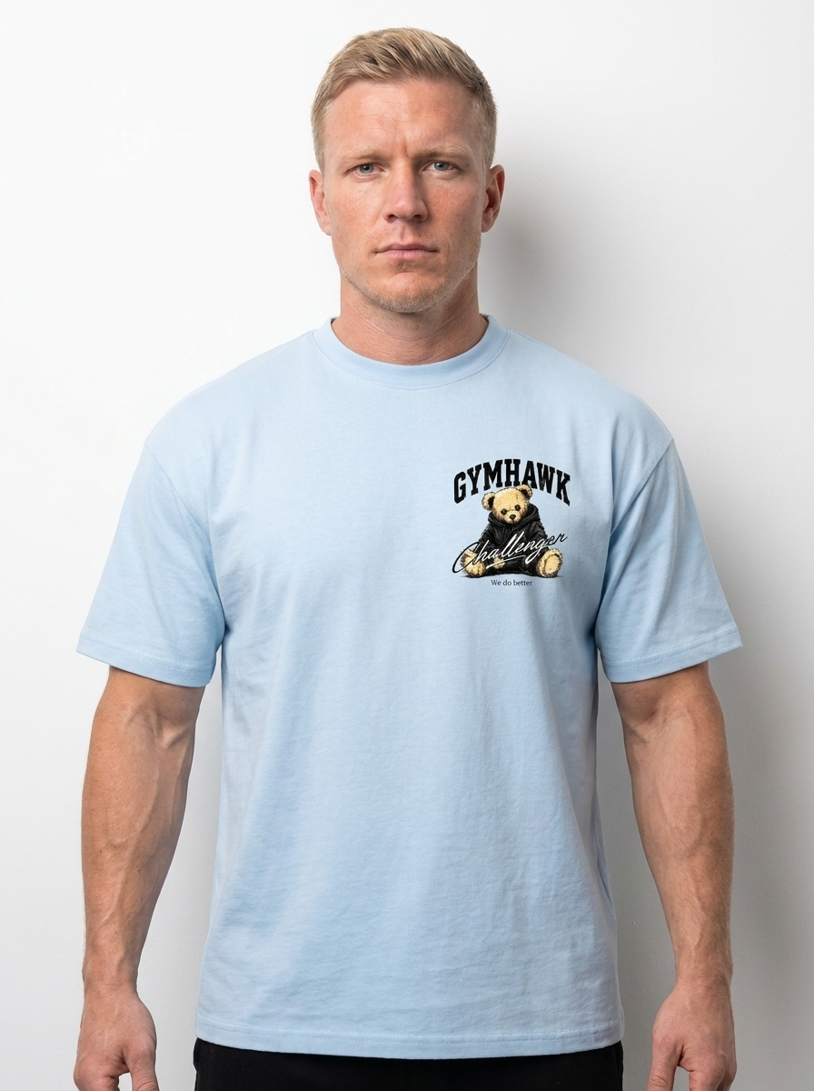 Men Oversized Shirt | Gymhawk. Teddy. Challenger.