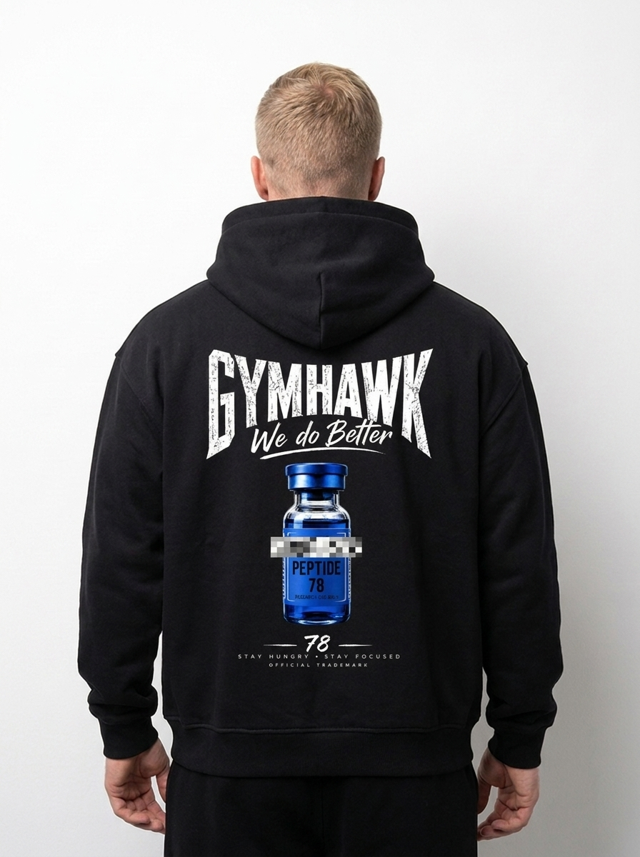 Men Oversized Zipper Hoodie | Gymhawk. Peptide.
