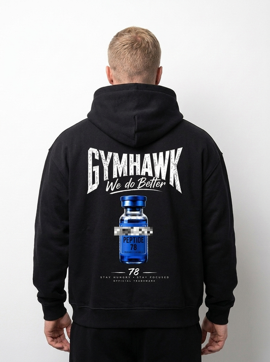 Men Oversized Zipper Hoodie | Gymhawk. Peptide.