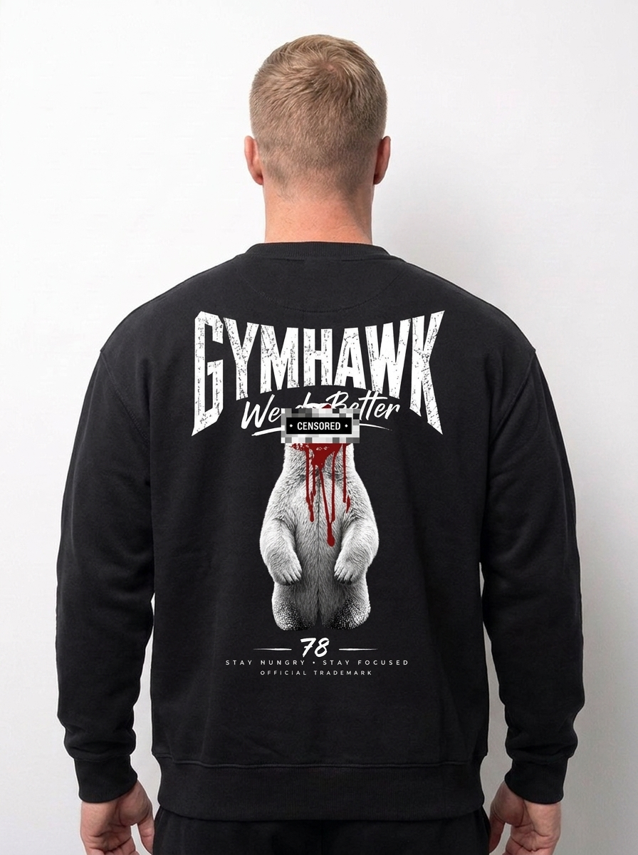 Men Premium Organic Sweatshirt | Gymhawk. Polar Bear.