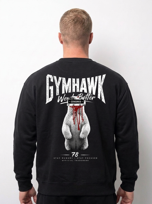 Men Premium Organic Sweatshirt | Gymhawk. Polar Bear.
