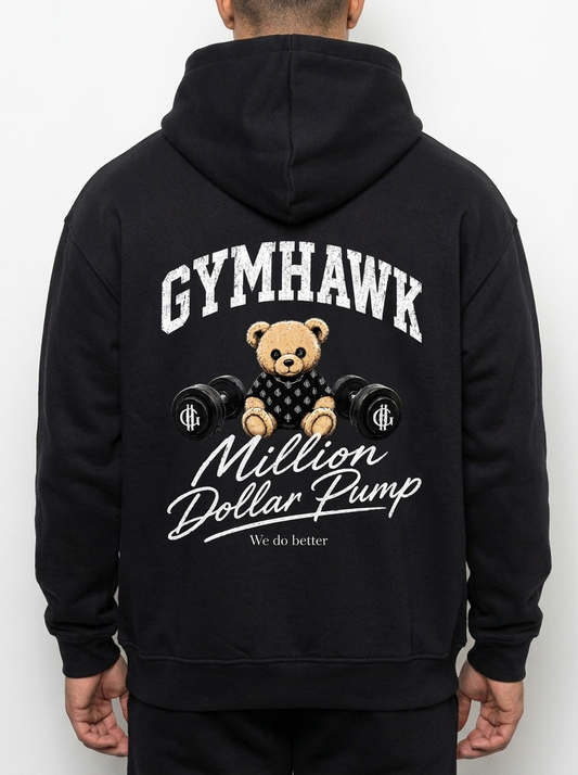 Men Oversized Hoodie | Gymhawk. Teddy. Million Dollar pump.