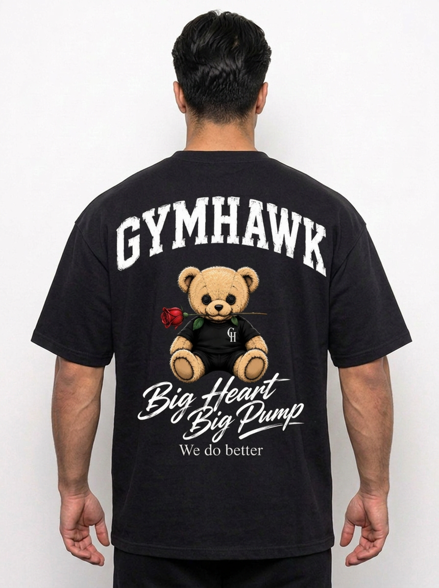 Men Oversized Pump Cover | Gymhawk. Teddy. Big Heart. Big Pump.