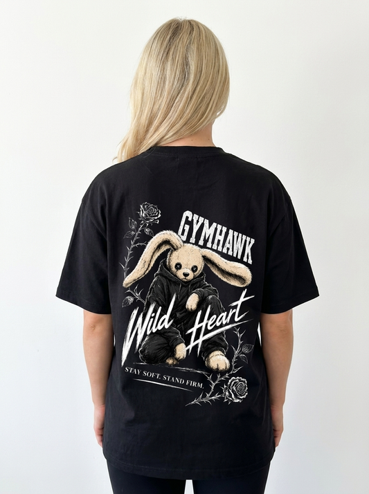 Women Oversized Shirt | Gymhawk. Bunny. Wild heart.