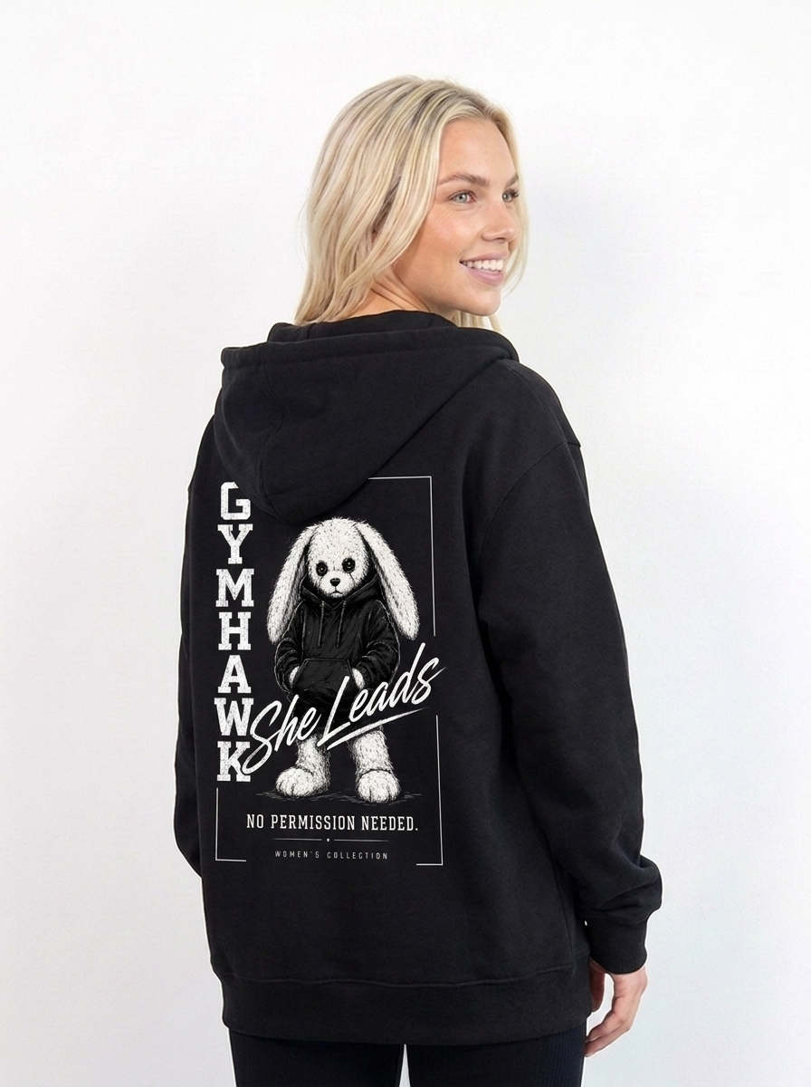 Women Classic Zipper Hoodie | Gymhawk. Bunny. She Leads.