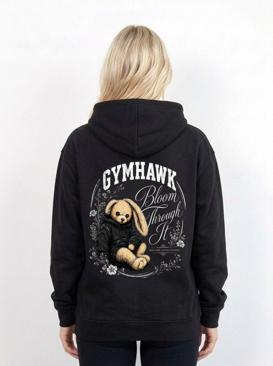 Women Classic Zipper Hoodie | Gymhawk. Bunny. Bloom Through it.