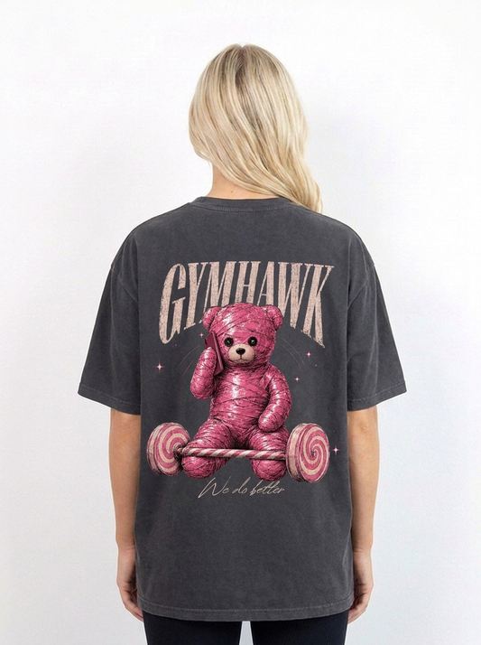 Women Oversized Shirt | Gymhawk. Pink Wrapped Teddy. GymCall