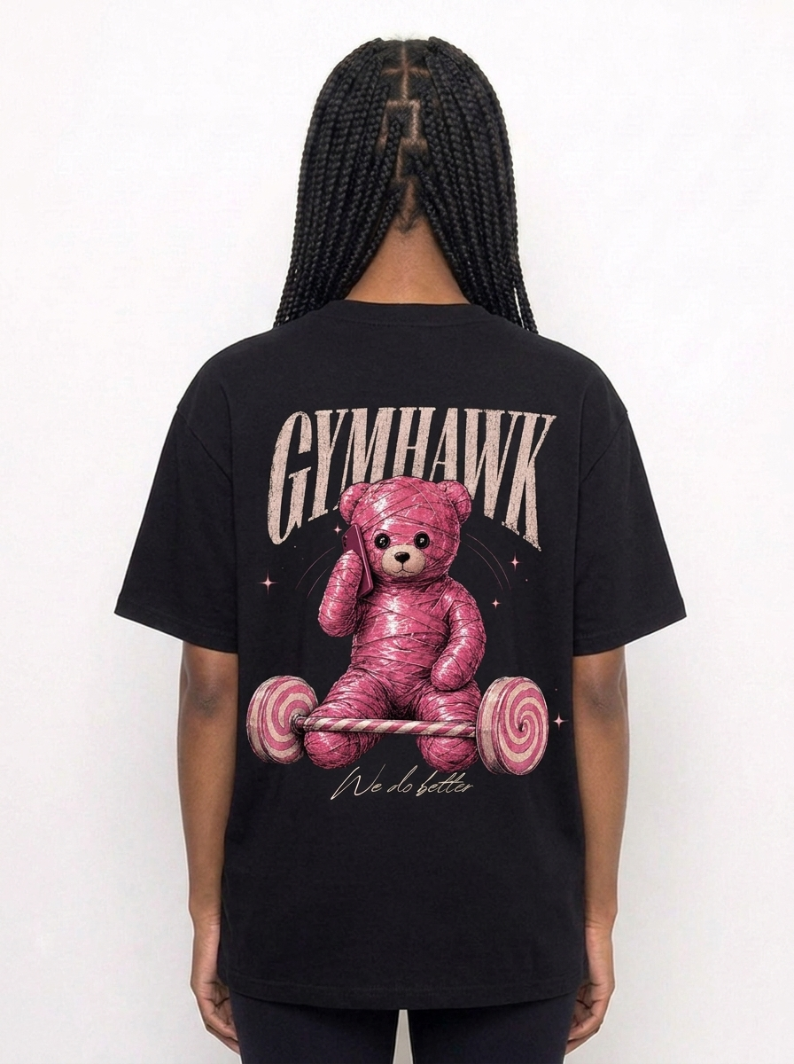 Women Oversized Shirt | Gymhawk. Pink Wrapped Teddy. GymCall